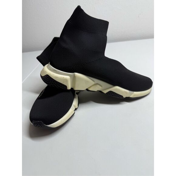 BALENCIAGA Speed Trainer Sneakers Black White Size 8 See Description - Picture 11 of 16
